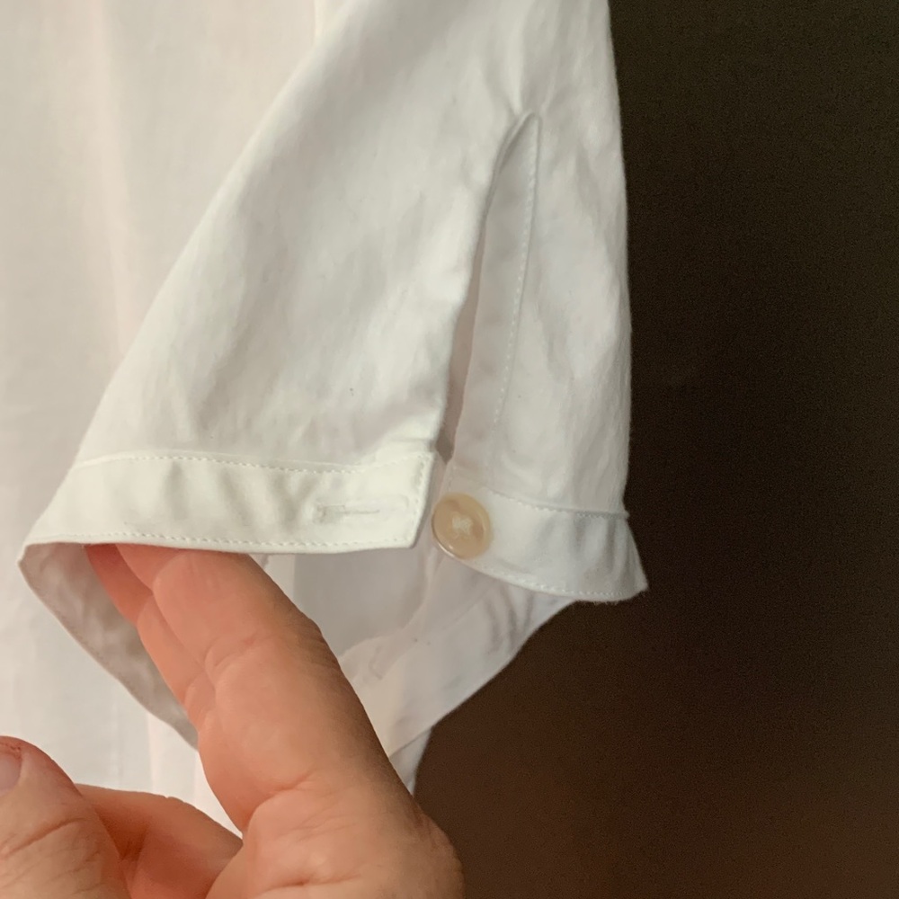 Ann Taylor White Short-Sleeve Button Front Blouse - Picture 3 of 4